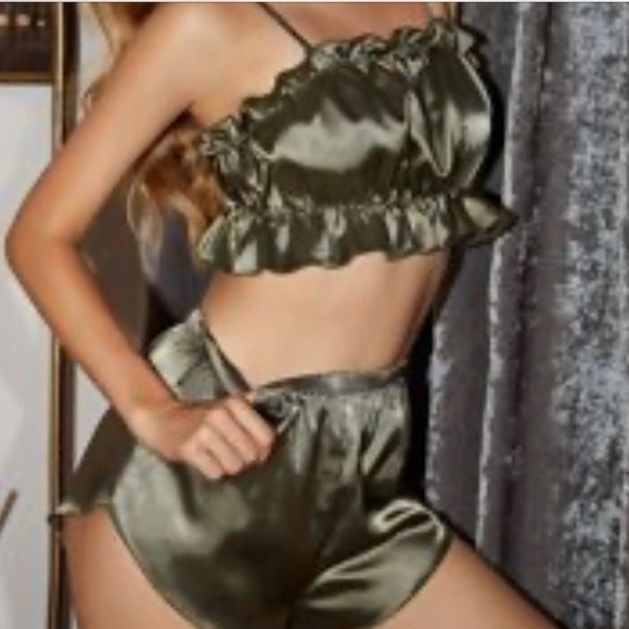 Other - Olive green pajama Silk Set size Large